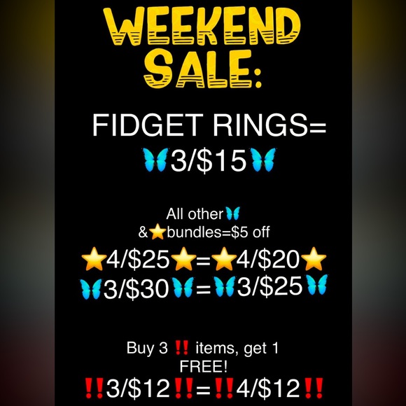 Bundle Sale + 40% off offer sale:3/$15 Fidget Rings, $5 off bundles, Buy 3 Get 1 - Picture 13 of 13